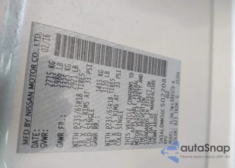 2016 Infiniti Qx60 from USA, damaged, VIN 5N1AL0MM5GC502208